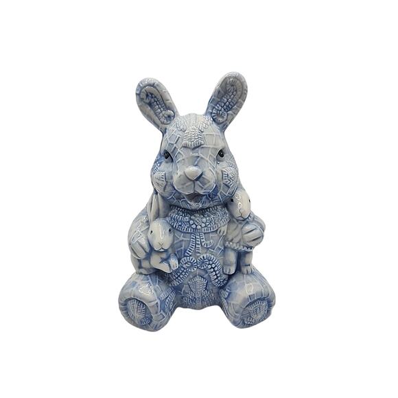 Vintage Ceramic Embossed Lace Easter Bunny Rabbit Bank Spring Decor Hobbyist - Picture 1 of 7